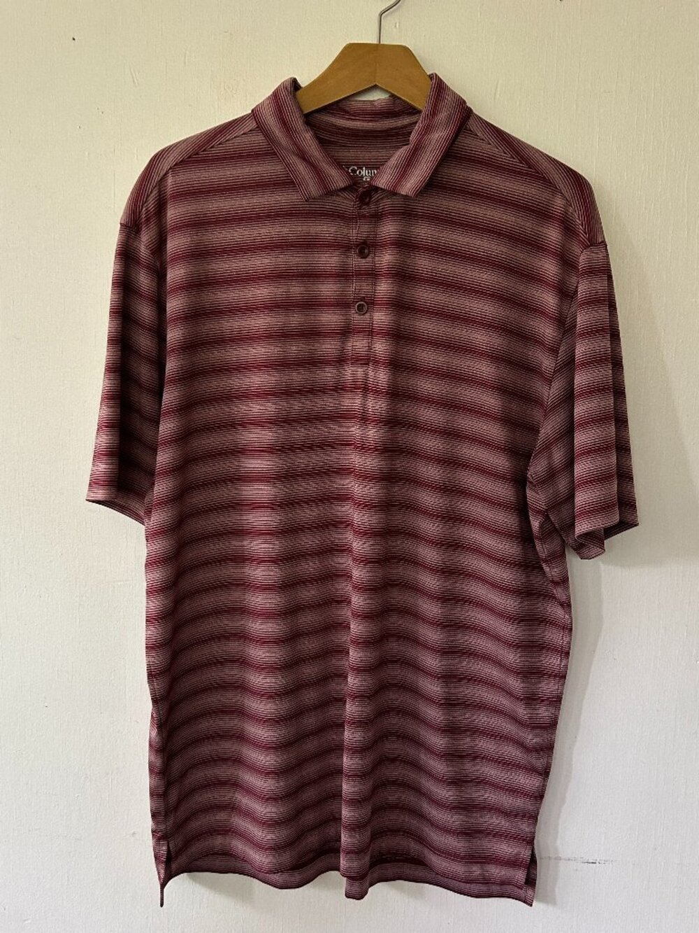 Columbia Golf Polo Mens Large Red Striped Collared Tennis Prep Academia Preppy